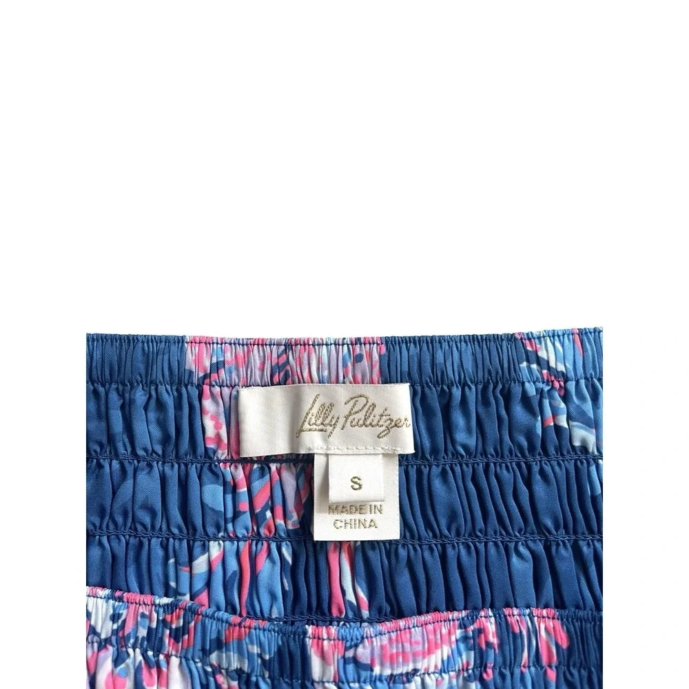 Lilly Pulitzer Deavan Pull-on Tiered Midi Skirt For The Fans Pink Blue Beachy S